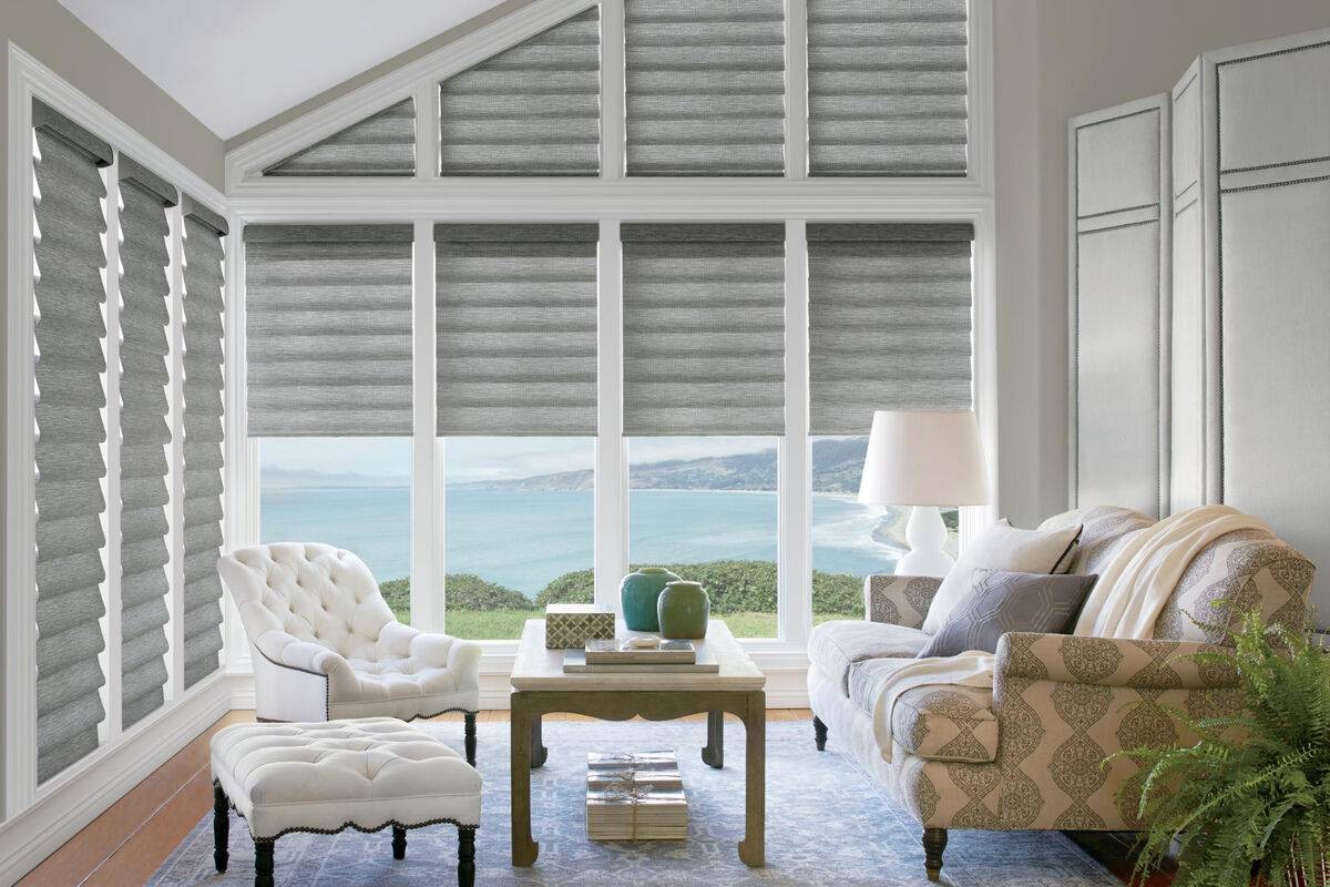 Hunter Douglas Vignette® Roman Shades in a shabby chic home near Maryland during the day