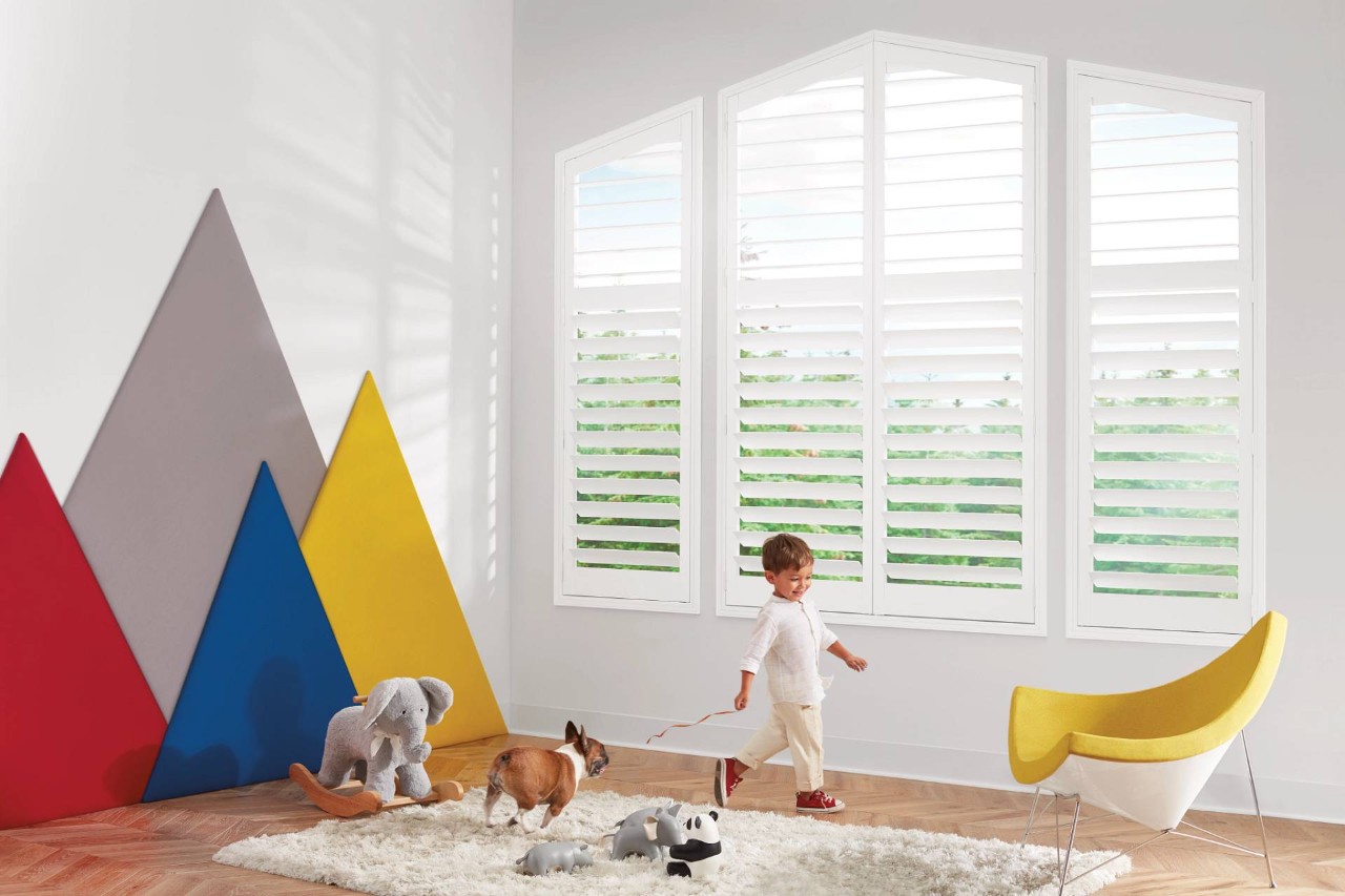 Window Shades That Are Kid Safe, Hunter Douglas NewStyle® Composite Shutters near Silver Spring, Maryland (MD)