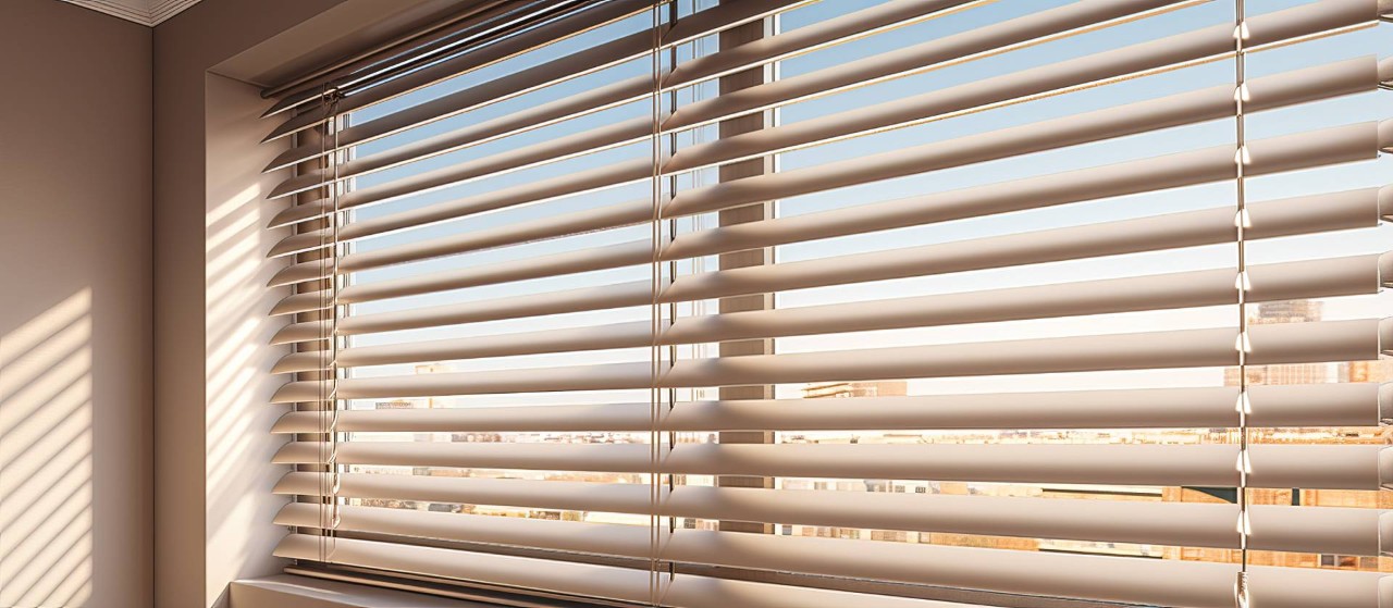Aluminum blinds blocking sun during the day in a home near Silver Spring, MD