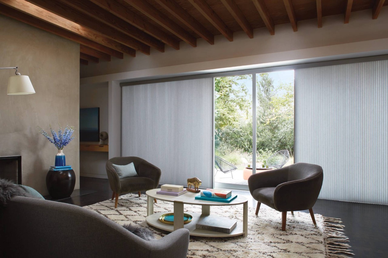 Hunter Douglas sliding door shades in a home near Silver Springs, MD
